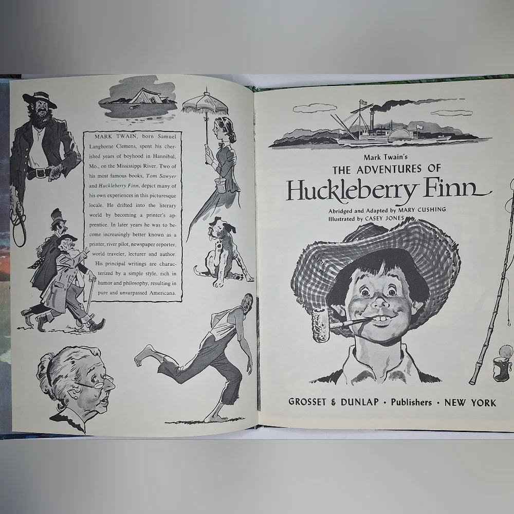 THE ADVENTURES OF HUCKLEBERRY FINN 1960 VINTAGE LARGE HARDCOVER BOOK ILLUSTRATED - Picture 3 of 5